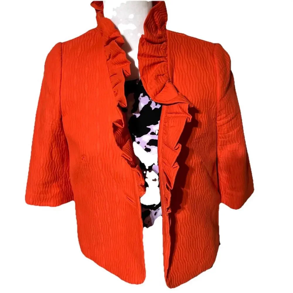 Milly of New York Women's Size 6 Orange Jacket Blazer - Picture 2 of 10